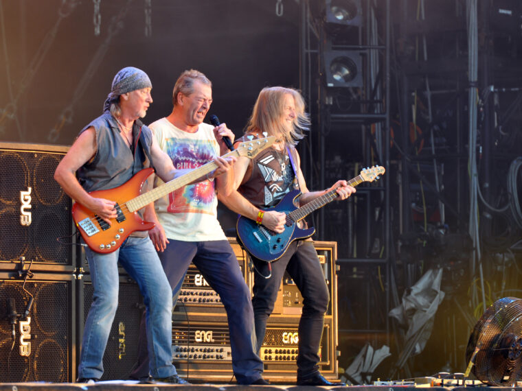 Роджер Гловер, Иэн Гиллан и Стив Морс на сцене Wacken Open Air в 2013 году